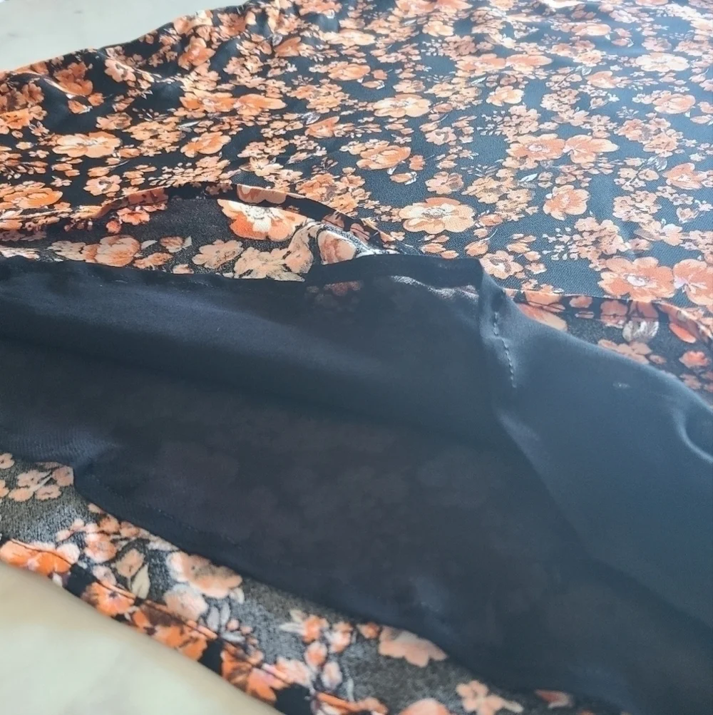 Baum und Pferdgarten Sanne Floral Midi Skirt, Size 10, Black | Orange, NWT